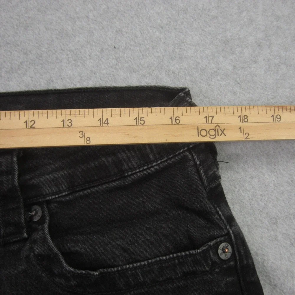 True Religion Ricky Relaxed Straight Shorts Mens 33 Black Denim Flap Pocket Cut‎